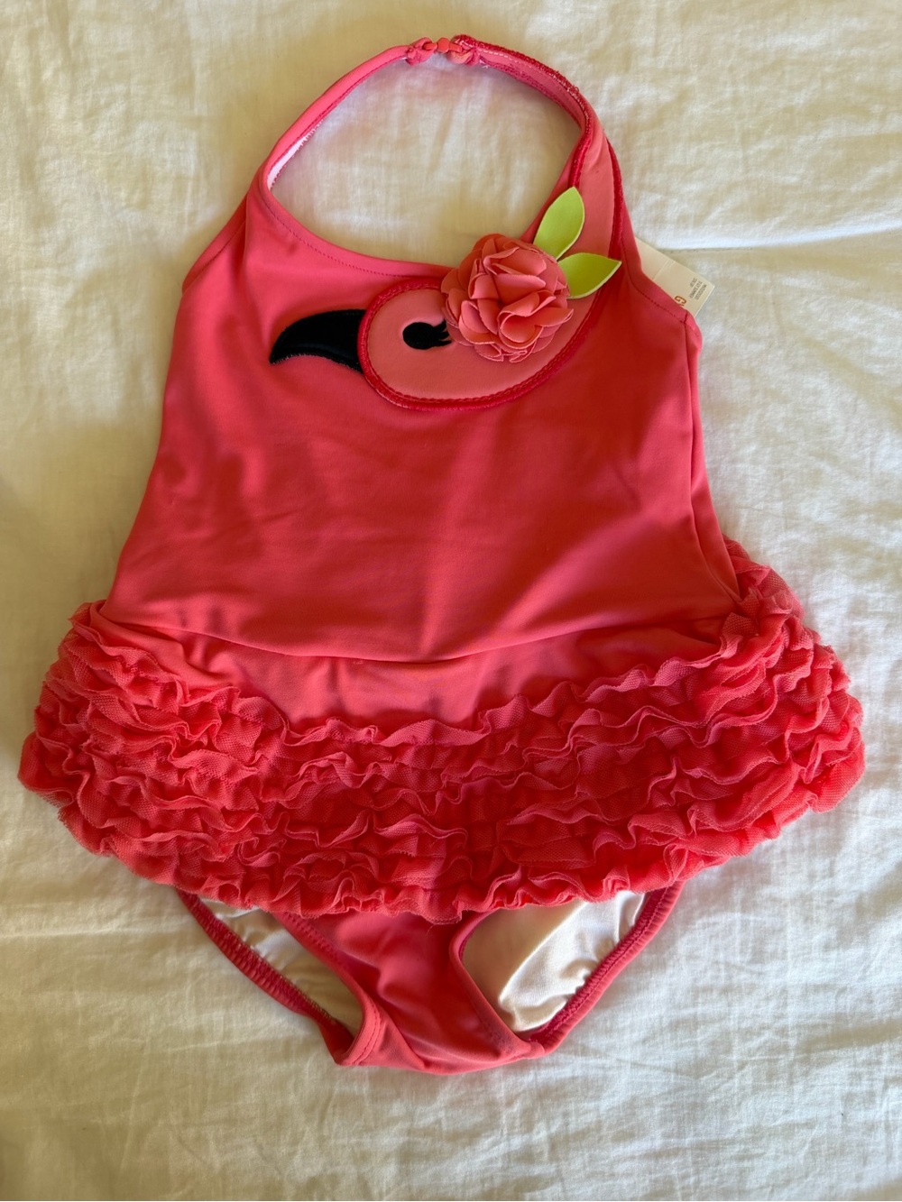 Vintage Gymboree Girls' Pink Ruffle Flamingo One-Piece Swimsuit 18-24M